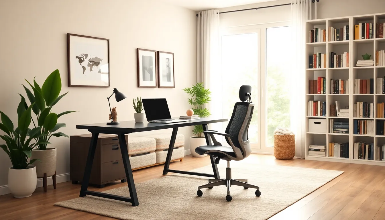 a cozy and stylish home office setup with modern decor.